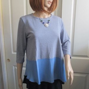 CHA CHA VENTE blue knit top - sz PM - MSRP $68.00